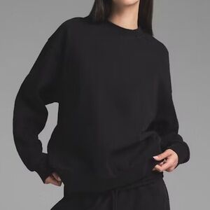 SKIMS Boyfriend Fleece Crewneck Washed Onyx Size Medium